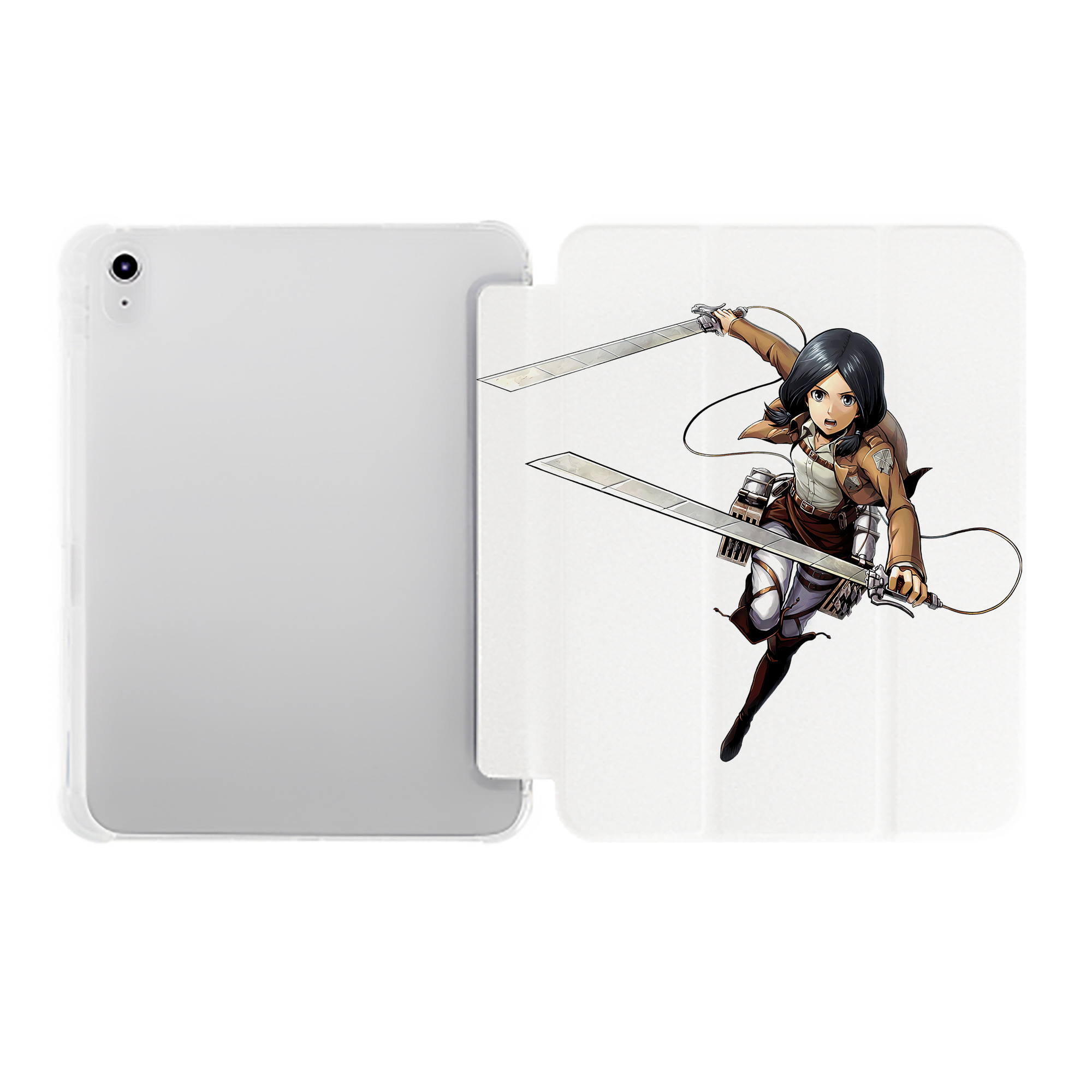（画像用） 進撃の巨人 ミカサ·アッカーマン Attack on Titan Mikasa Ackerman IPad ケース ペン収納付き 三つ折りスタンド PUレザー×シリコン 対応機種9.5/10.5/10.9インチ